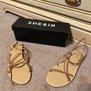SHEIN Brown Strappy Sandals for Women